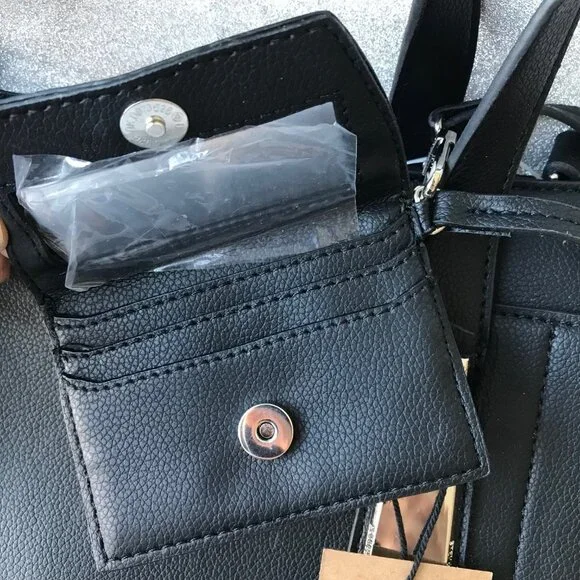 STEVE MADDEN BGRAMER Black SATCHEL/Crossbody 3 compartments inside w Card Case - Picture 8 of 10